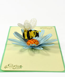 Thiệp Con Ong và Hoa Cúc Xanh A08