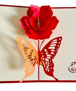 Thiệp Hoa Đỏ và Bướm F17