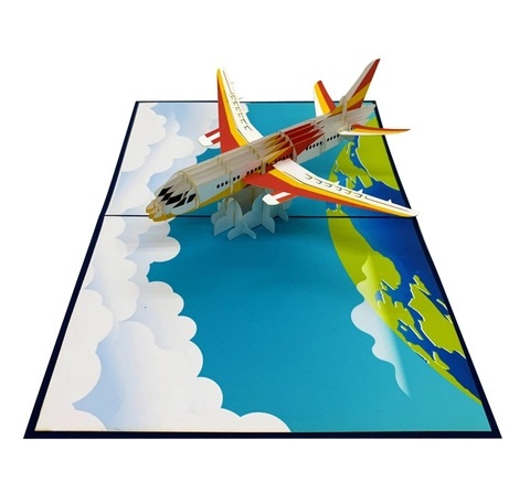 Thiệp Máy Bay Màu Cam Trắng H15