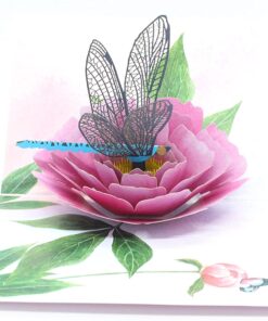 Thiệp Hoa Mẫu Đơn và Chuồn Chuồn F08