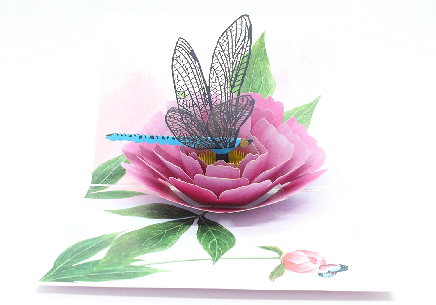 Thiệp Hoa Mẫu Đơn và Chuồn Chuồn F08