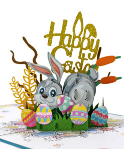 Thiệp Happy Easter Thỏ Xám O12