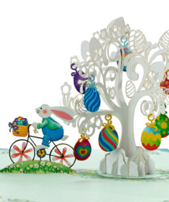 Thiệp Thỏ Chạy Xe Đạp Easter O01