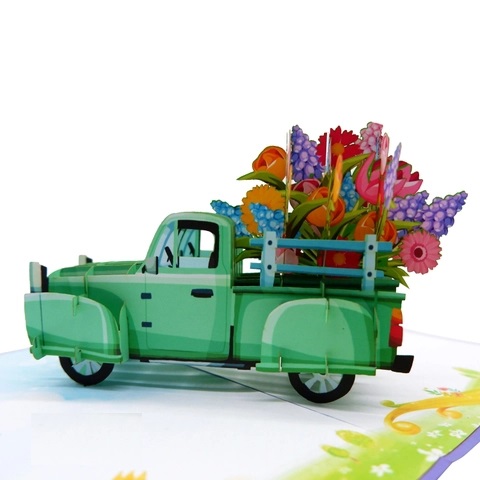 Thiệp Xe Bán Tải Chở Hoa F34